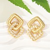 304 Stainless Steel ABS Plastic Pearl Stud Earrings for Women EJEW-U046-10G-3