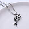Vintage Punk Stainless Steel Skeleton Fish Pendant Necklaces for Hip-hop Streetwear PZ9152-1