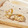 Unique Brass Clear Cubic Zirconia Wavy Hoop Earrings OZ0982-1-3
