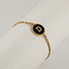 Flat Round with Letter Pattern 304 Stainless Steel Link Bracelets FS-WG4692B-02-1