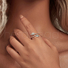 Leaf Rhodium Plated 925 Sterling Silver Cuff Rings for Women FS-WG878D5-01-3