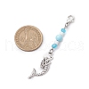 Ocean Theme Alloy Charm & Glass Beads Pendant Decorations HJEW-JM03156-05-3