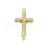 Brass Micro Pave Clear Cubic Zirconia Religion Cross Connector Charms KK-Z100-22G-05-1