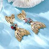 Fishtail Brass Micro Pave Cubic Zirconia Stud Earrings EJEW-R014-03G-1