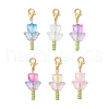 Zinc Alloy Lobster Claw Clasps with Spray Painted Transparent Glass Beads and Glass Seed Beads and 304 Stainless Steel Flat Head Pins Decorations HJEW-JM03034-2