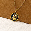 Vintage Real 18k Gold Plated Stainless Steel Black Enamel Pendant Necklaces for Women QI4661-1-1