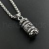 Retro Vintage Stainless Steel Six-Word Mantra Pendant Necklaces CW8967-3
