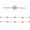 Glass & Stainless Steel Beaded Flower Link Chains CHS-C008-01G-2