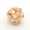 Electroplate Rondelle Imitation Jade Glass Crystal Round Woven Beads GLAA-A034-6mm-E-2