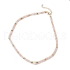 Round Shell Pearl & Natural Pink Aventurine Heishi Beaded Necklaces NJEW-JN05300-03-4