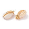 Natural Cowrie Shell Wire Wrapped Pendants PALLOY-JF00571-02-3