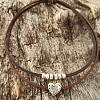 Bohemian Style Heart Alloy Pendant Imitation Leather Cord Double Layer Necklaces FS-WG24C6C-01-1