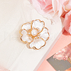 Beebeecraft 1Pc Flower Brass Cubic Zirconia Brooches JEWB-BBC0001-05-4