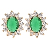 Rack Plating Brass Clear Cubic Zirconia & Glass Stud Earrings EJEW-M090-11G-01-1