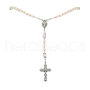 Glass Pearl Rosary Bead Necklace NJEW-TA00082-01-2