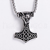 Vintage Stainless Steel Wolf Flower Hhammer Pendant Necklaces for Men DY0439-3