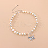 Alloy Butterfly Pendant Plastic Imitation Pearl Beaded Necklaces for Women FS-WGADDC6-01-1
