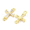 Brass Clear Cubic Zirconia Connector Charms KK-D325-05G-2