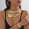 Chunky Alloy Tribal Choker Necklace & Hoop Earring & Bracelet FS-WG64904-02-1
