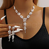 Ear of Wheat Alloy Crystal Rhinestone Pendant Necklaces & Stud Dangle Earrings Sets FS-WGD4E70-03-2