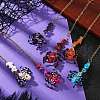 Halloween Theme Spider & Skull Dyed Synthetic Turquoise & Glass Seed Beads Pendant Decorations HJEW-MZ00282-1