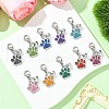10Pcs 10 Colors Glitter Dog Paw Print Alloy Enamel Pendant Decoration HJEW-JM02272-5