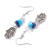 Natural & Synthetic Mixed Stone Hamsa Hand Dangle Earrings EJEW-JE06149-4