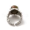 Natural Unakite Oval Open Cuff Ring RJEW-P082-03P-12-4