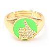 Adjustable Real 18K Gold Plated Brass Enamel Finger Ringss RJEW-L071-26G-2