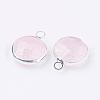 Silver Color Plated Brass Glass Flat Round Charms GLAA-M003-A-13S-2