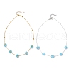 2Pcs 2 Colors Brass & Faceted Round Glass Beaded Flower Link Chain Necklaces NJEW-JN05296-2