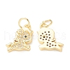 Brass Micro Pave Clear Cubic Zirconia Charms ZIRC-B010-35G-2