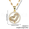 French Romantic Brass Pave Clear Cubic Zirconia & Plastic Pearl Hollow Heart Pendant Necklaces MZ4402-2-3