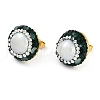Mother's Day Jewellery Rack Plating Flat Round Brass With Rhinestone & Natural Pearl Handmade Indonesia Stud Earrings EJEW-U010-02A-G-2