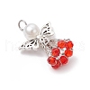 Glass Beads with ABS Plastic Imitation Pearl Round Beads and 304 Stainless Steel Eye Pin and Tibetan Style Alloy Beads Pendants PALLOY-JF03625-4