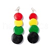 Retro Style Wood Flat Round Beaded Dangle Earrings EJEW-G320-01A-2