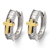 Brass Micro Pave Clear Cubic Zirconia Hoop Earrings EJEW-H158-20C-GP-4