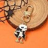 Halloween Skeleton Alloy Enamel Pendant Decoration HJEW-YW00033-06-1