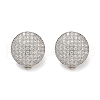 Half Round Brass Micro Pave Clear Cubic Zirconia Clip-on Earrings EJEW-M082-14P-2