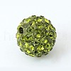 Grade A Round Olivine Pave Disco Ball Beads X-RB-H258-10MM-228-1