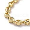 Enamel Evil Eye & Cubic Zirconia Heart Link Chain Bracelet BJEW-H555-01B-3