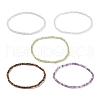 Natural Gemstone Cube Beaded Stretch Bracelet for Women BJEW-JB08975-1