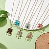Natural mixed Gemstone with Brass Pendant Necklaces NJEW-JN04678-2