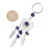 Woven Net/Web with Feather Alloy & Natural Lapis Lazuli & Glass Seed Keychains KEYC-MZ00041-03-3