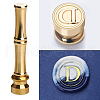 Golden Tone Brass Wax Seal Stamp Head with Bamboo Stick Shaped Handle STAM-K001-05G-D-1