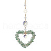 Heart Natural Green Aventurine Chip Pendant Drcorations HJEW-JM01651-03-1