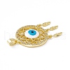Woven Net/Web with Feather Brass Micro Pave Cubic Zirconia Pendants KK-E068-VC057-3
