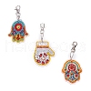 Acrylic Diamond Painting Hamsa Hand Pendant Keychain Kits PW-WG42451-01-1