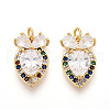 Brass Micro Pave Cubic Zirconia Pendants KK-N265-25G-1