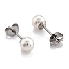 Plastic Imitation Pearl Stud Earrings STAS-D0001-03-P-A-2